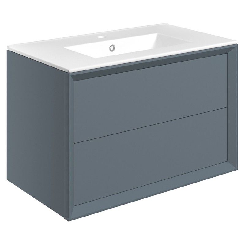 Matt Storm Blue - Pull 815mm Wall Hung Basin Unit - East Lancs Tiles ...